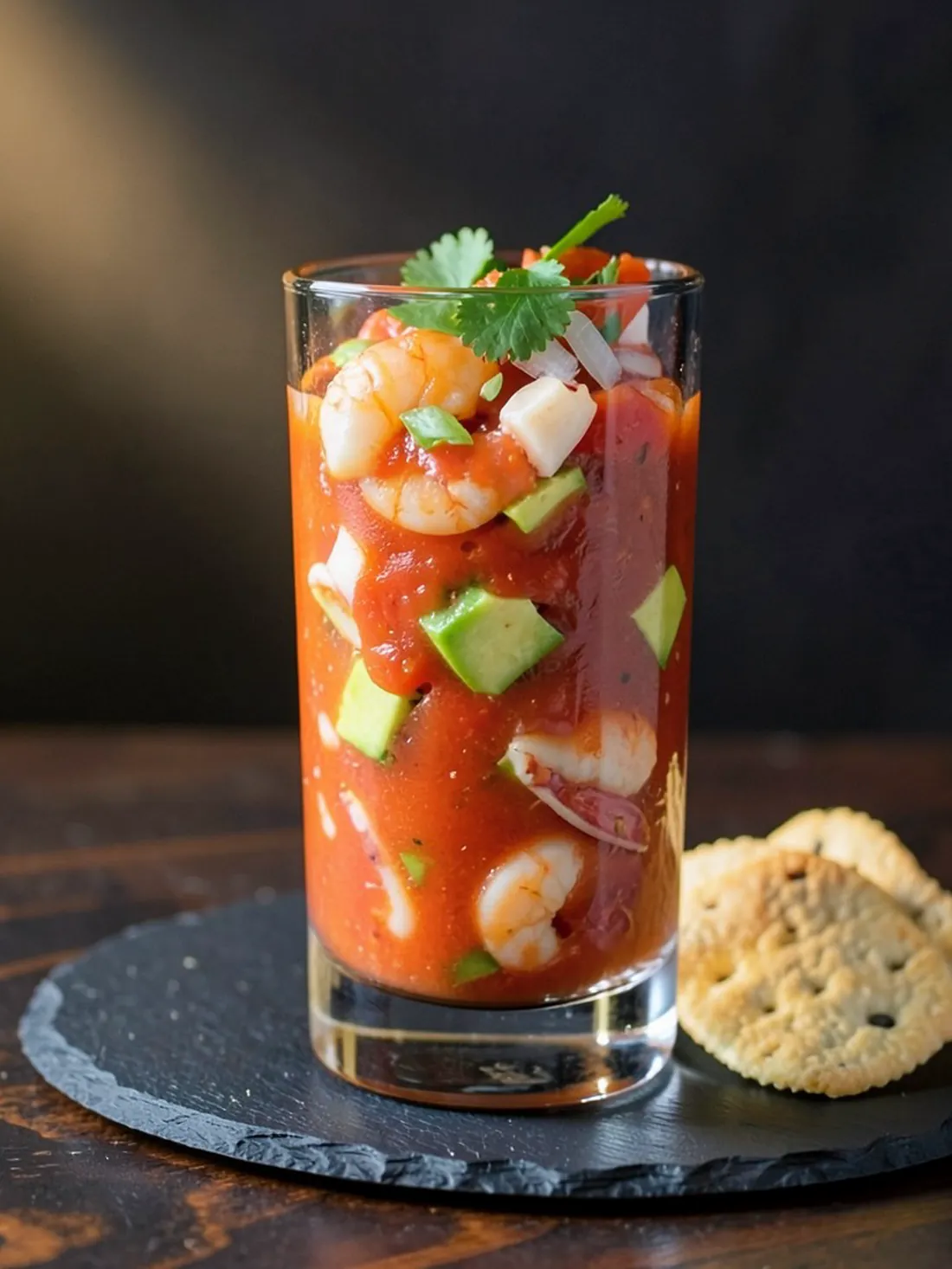 Coctel de camarón y pulpo en copa