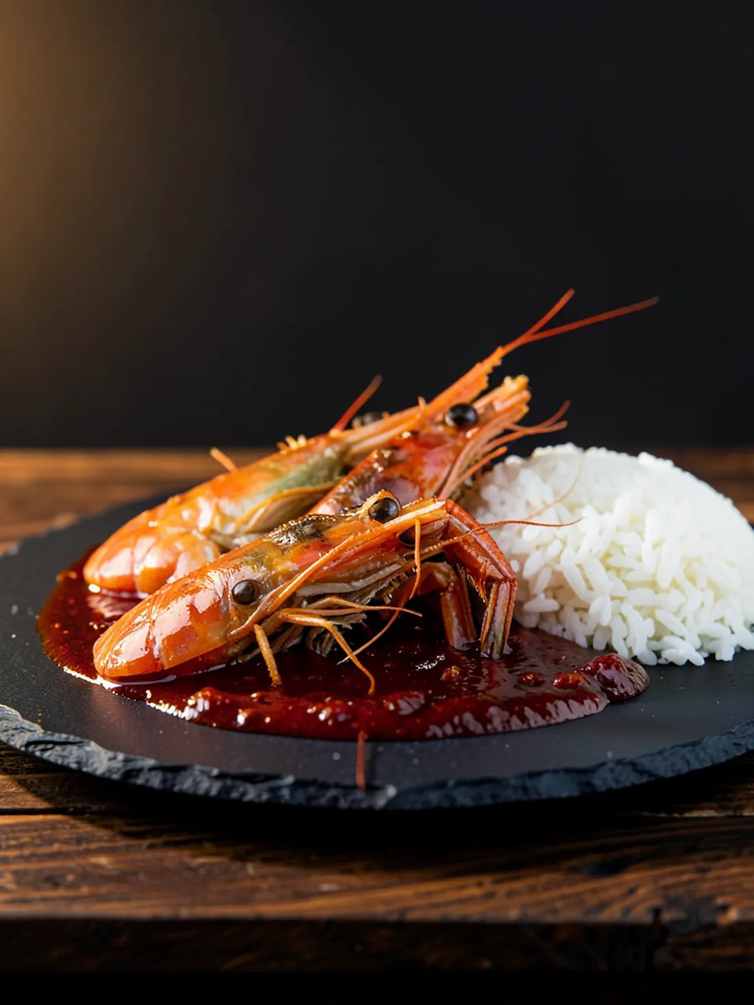 Camarones a la diabla con arroz